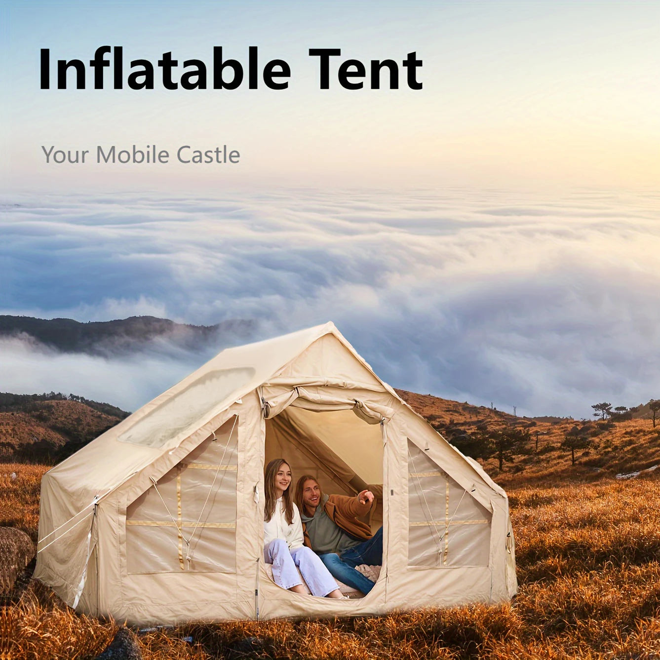 Inflatable Camping Tent, Easy Setup. Waterproof Windproof Outdoor Self-Supporting blow up tent