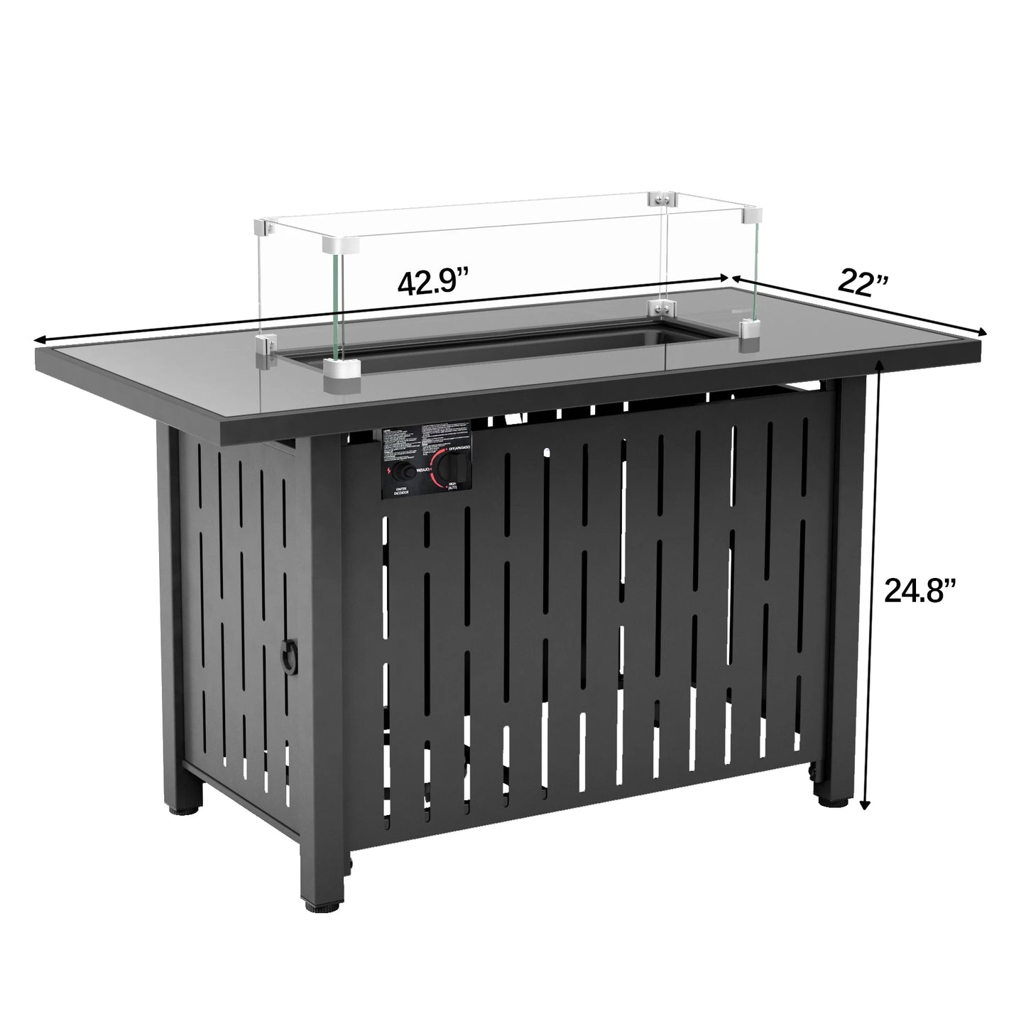 42 Inch Gas Fire Pit Table, 50,000 BTU Propane Pit, for Outside with Steel Lid and Waterproof Cover, 2 in 1 Firepit Table
