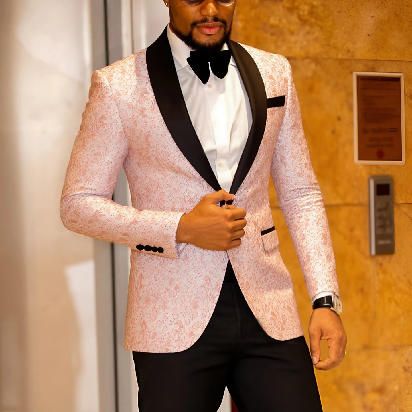 Men's Paisley Tuxedo Jacket One Button Dress Suit Jacket