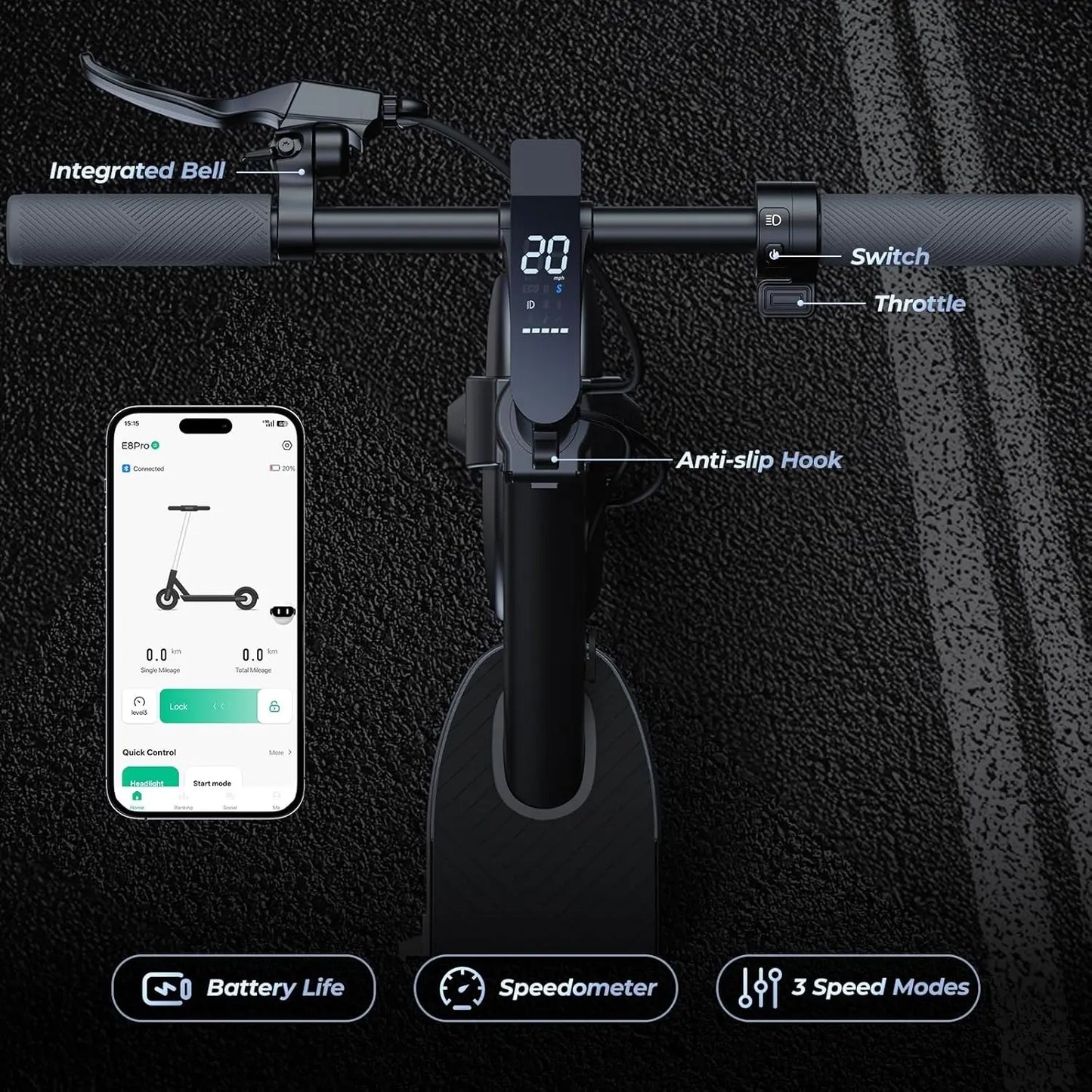 High Speed Electric Scooter Foldable E-scooter 500W 20 Mile Max Range 8.5 Inch Tire Double Suspension App Control Fast Charging