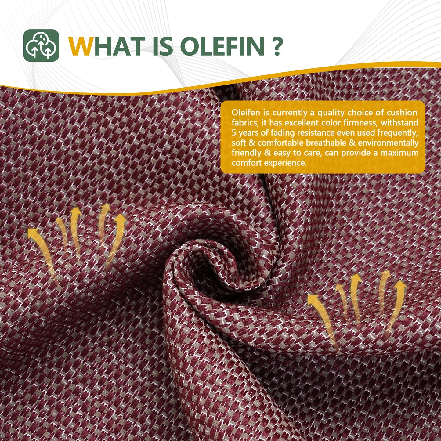 Chair Cushions for Dining Chairs 2 Pack - Olefin Thickened 2" Kitchen Chair Pads with Ties and Non-Slip Backing