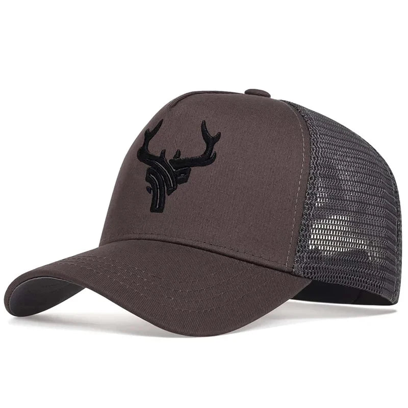 1piece Unisex Antlers Embroidery Baseball Net Hat Adjustable