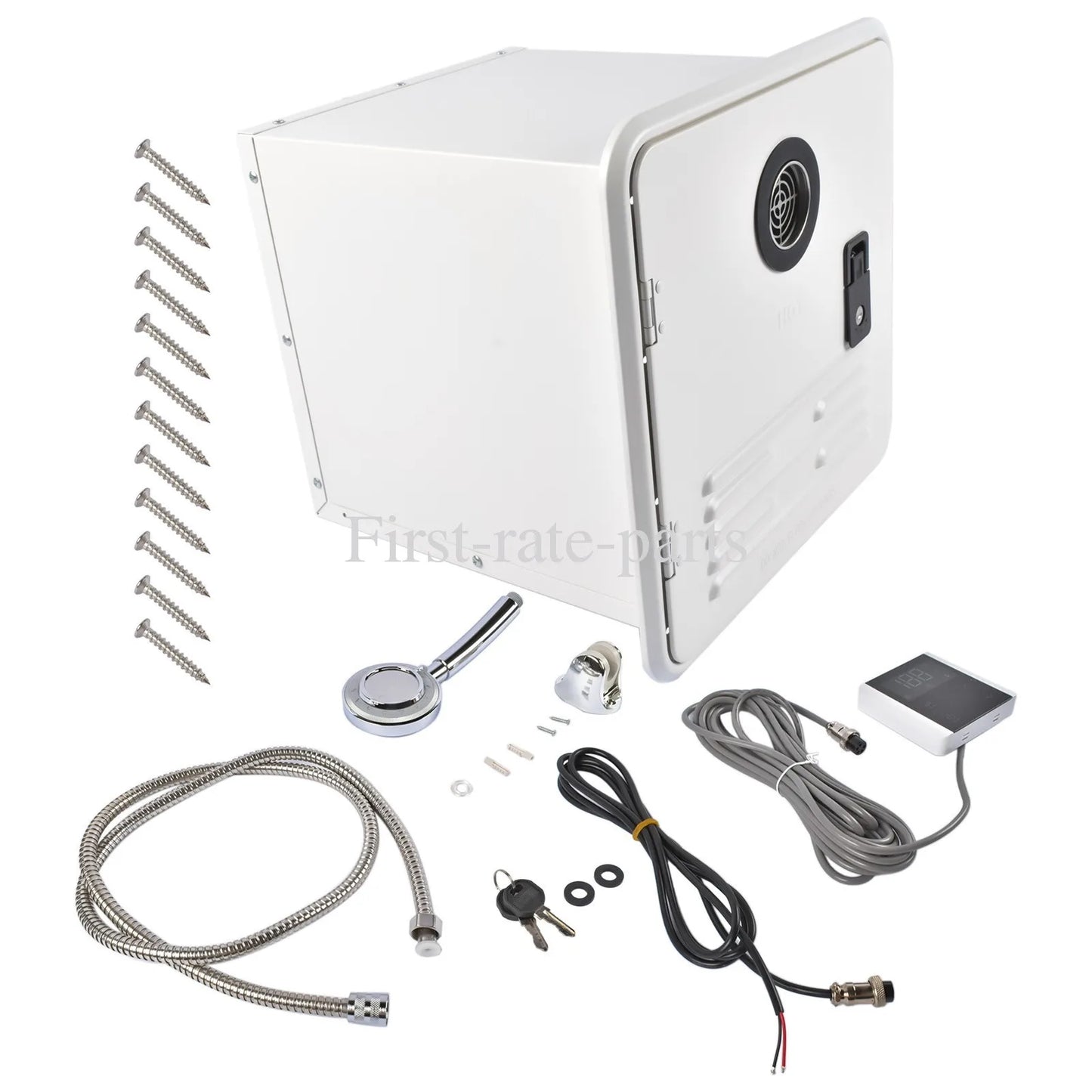 White/Black RV Tankless Instant Water Heater Propane Gas 15x15 in 12V 42000 BTU w/Controller