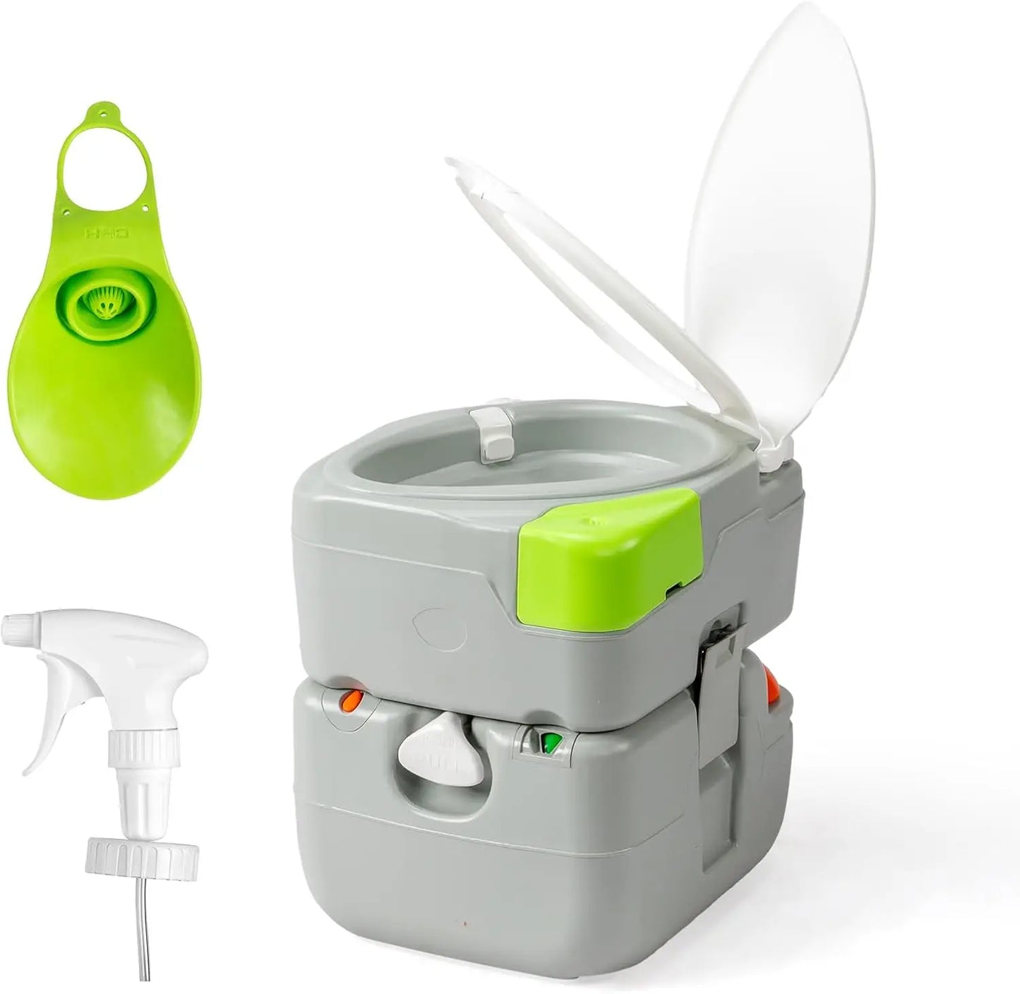 Portable 5.8 Gallon Camping Toilet with Hand Spray, Large Capacity Tank for Camping, Boating