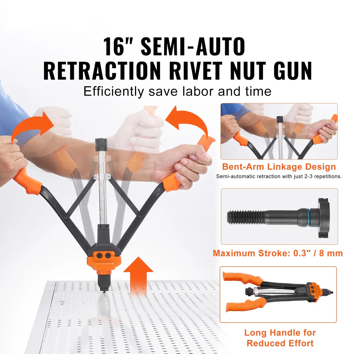 14", 16" Rivet Nut Tool Kit with Metric and SAE Mandrels. 70PCS/186PCS Rivet Nuts With Rugged Carrying Case