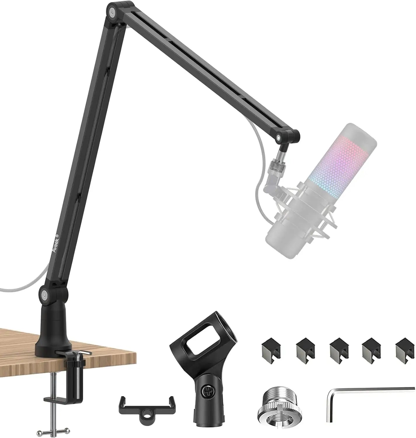 Boom Arm Mic Stand, Adjustable Desktop Metal Microphone Scissor Arm