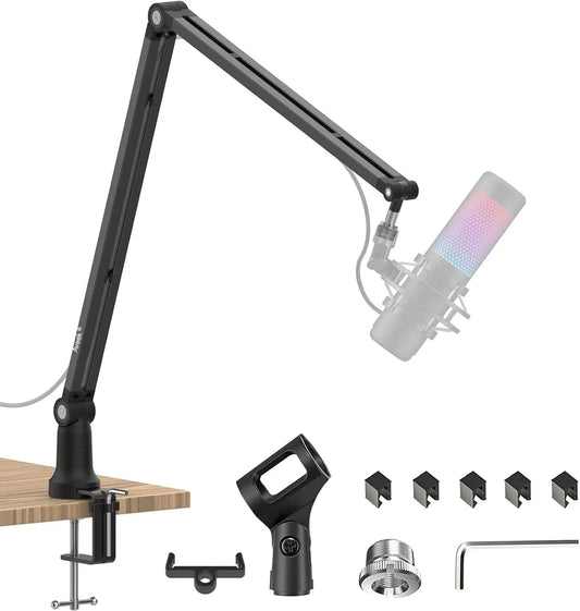 Boom Arm Mic Stand, Adjustable Desktop Metal Microphone Scissor Arm