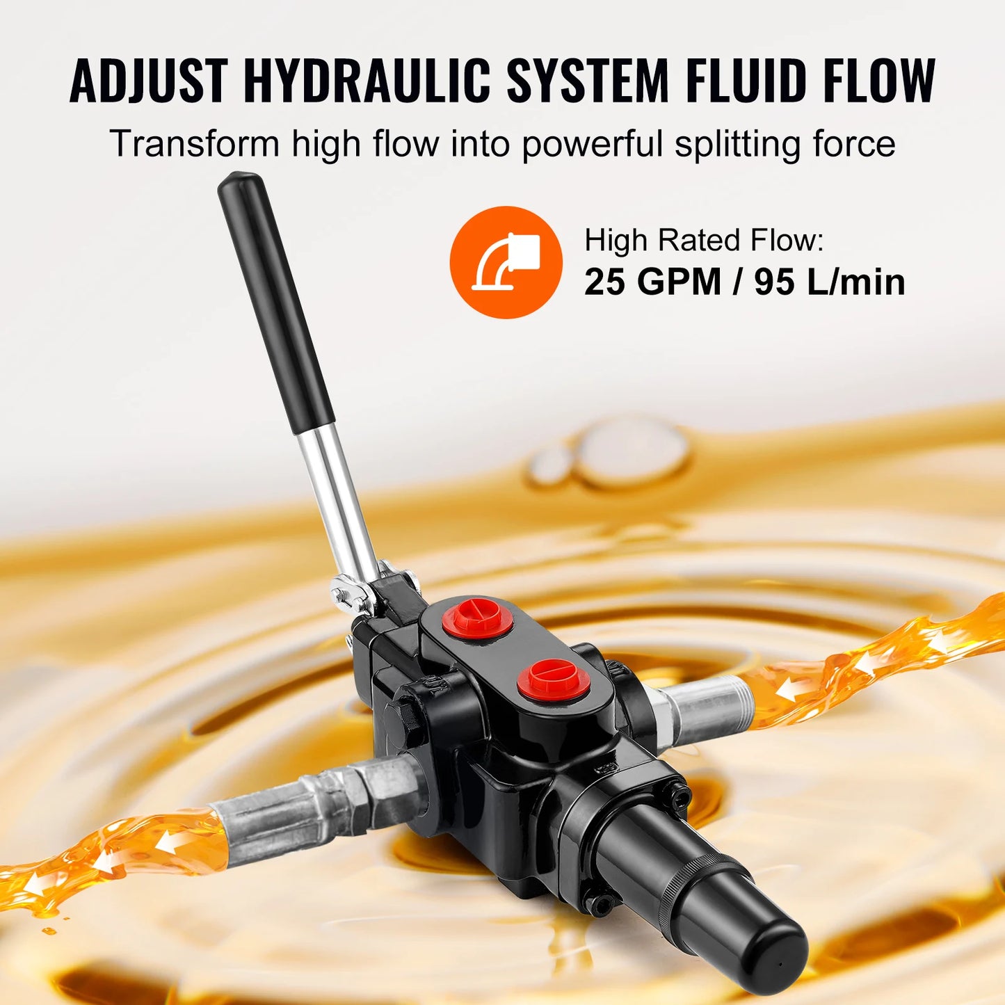 Hydraulic Log Splitter Valve, 1 Spool 25 GPM Hydraulic Directional Control Valve, 3626PSI Hydraulic