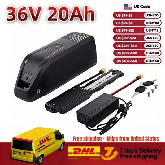 E-Bike Battery 36V 48V 20000mAh 20Ah Mountain Bicycle 1500W 1000W 750W 500W