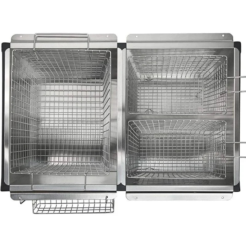 148,000 BTU High-Pressure Triple Basket Deep Fryer Dual Burner Propane Fish Cooker, Fry Basket