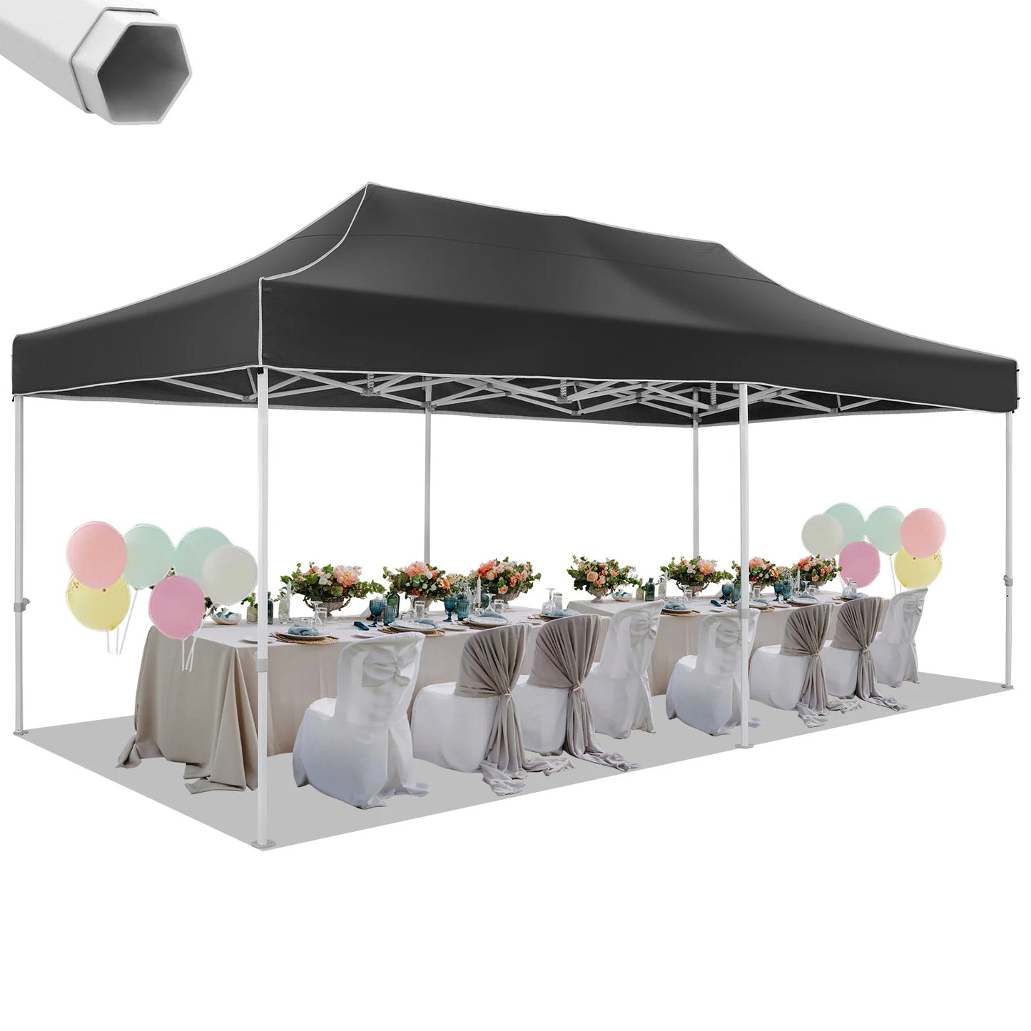 10x20 Heavy Duty Pop Up Canopy Tent, Roller Bag, Waterproof