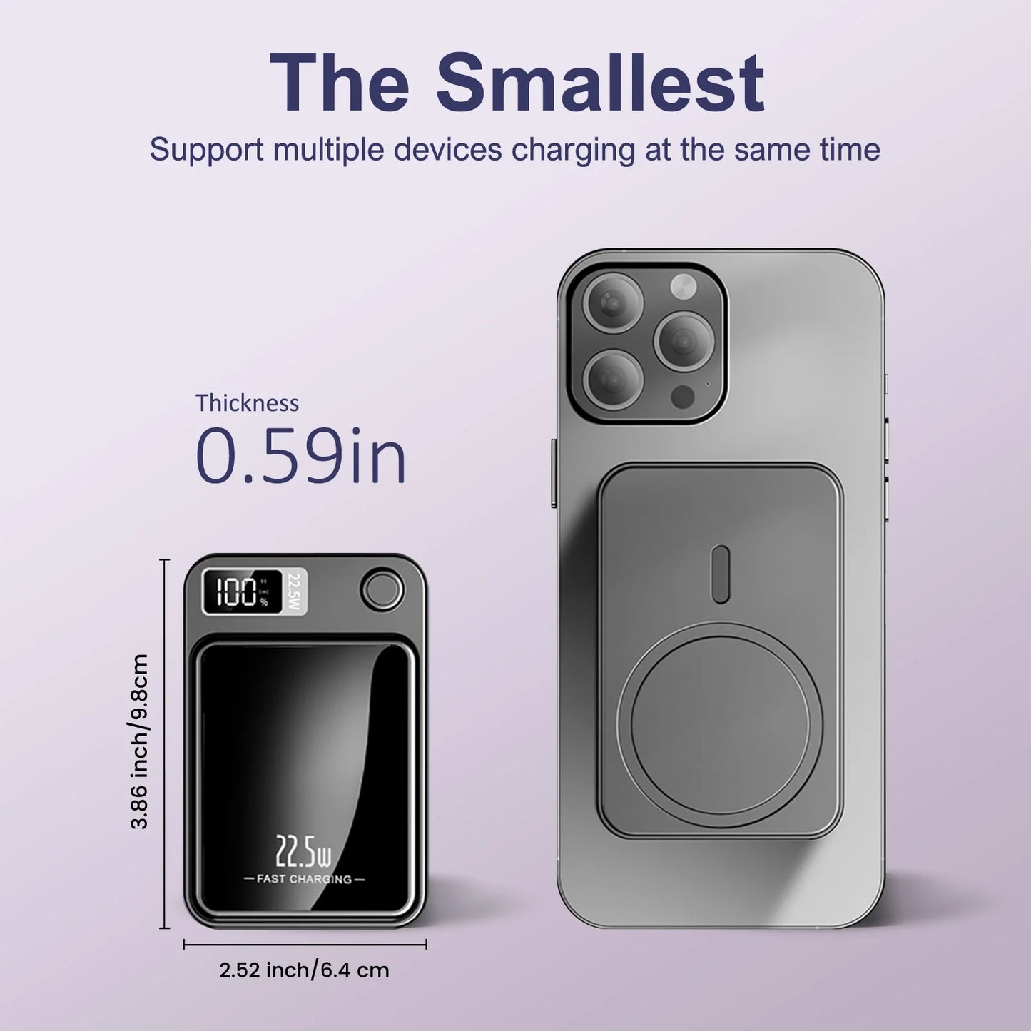 10000mAh Power Bank Magnetic Wireless Charger, PD 22.5W Fast Charging for iPhone 15/14/13/12/Pro Max/Pro/Plus/Mini/ Air Pods 3/2