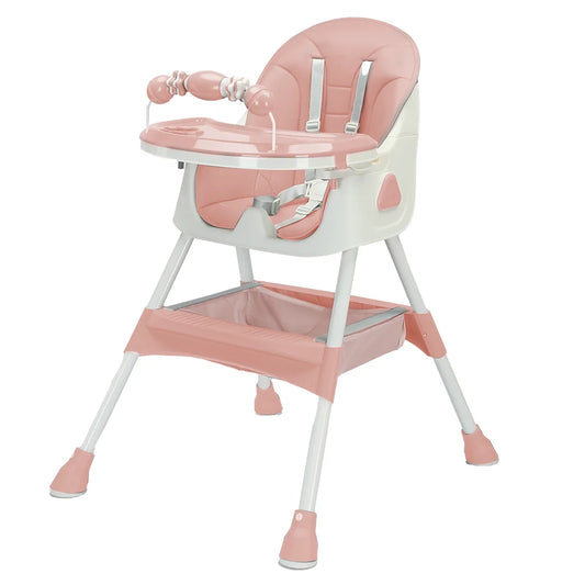 Foldable Baby High Chair, 6 Months Plus, with Large Anti slip Pad & Toy Rack, Easy to Clean