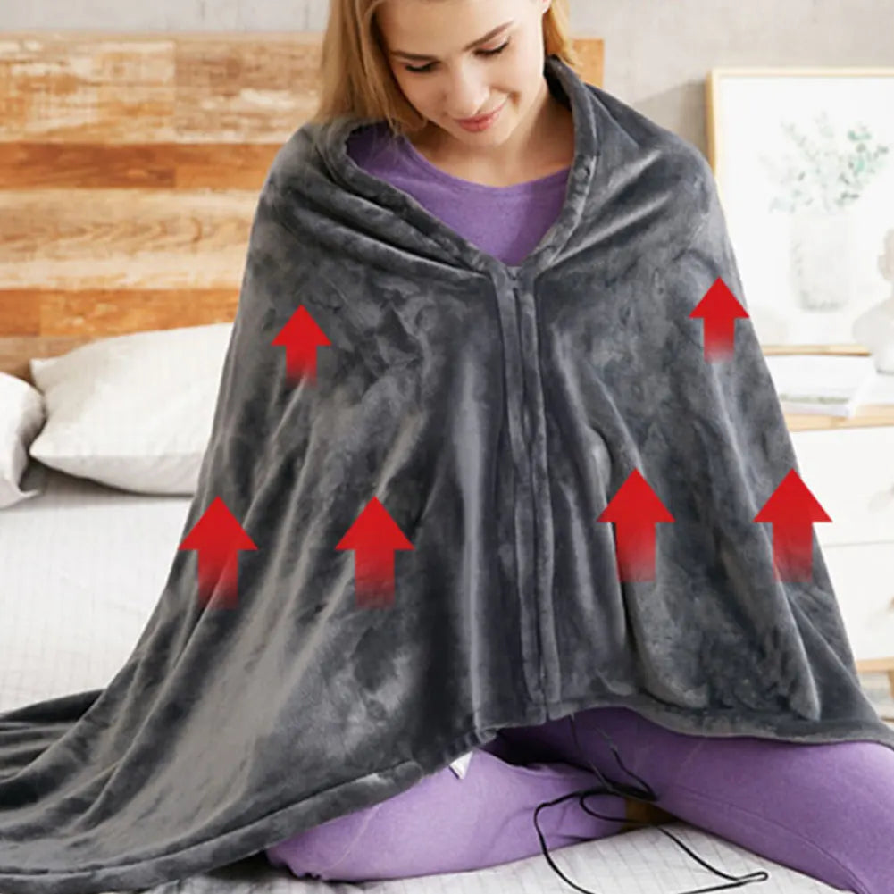 USB Electric Heated Blanket 3 Heating Levels Fleece Heated Blanket Portable Heated Blanket Cape
