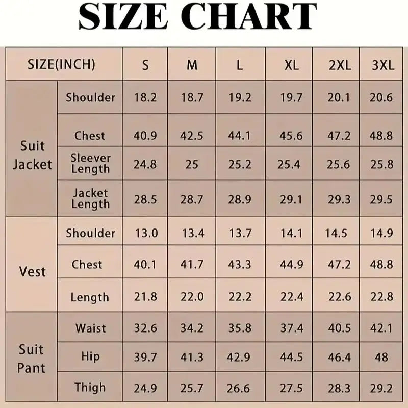 Men's Suit Regular Fit Tuxedo 3 Piece Set   Jacket, Trousers, Vest