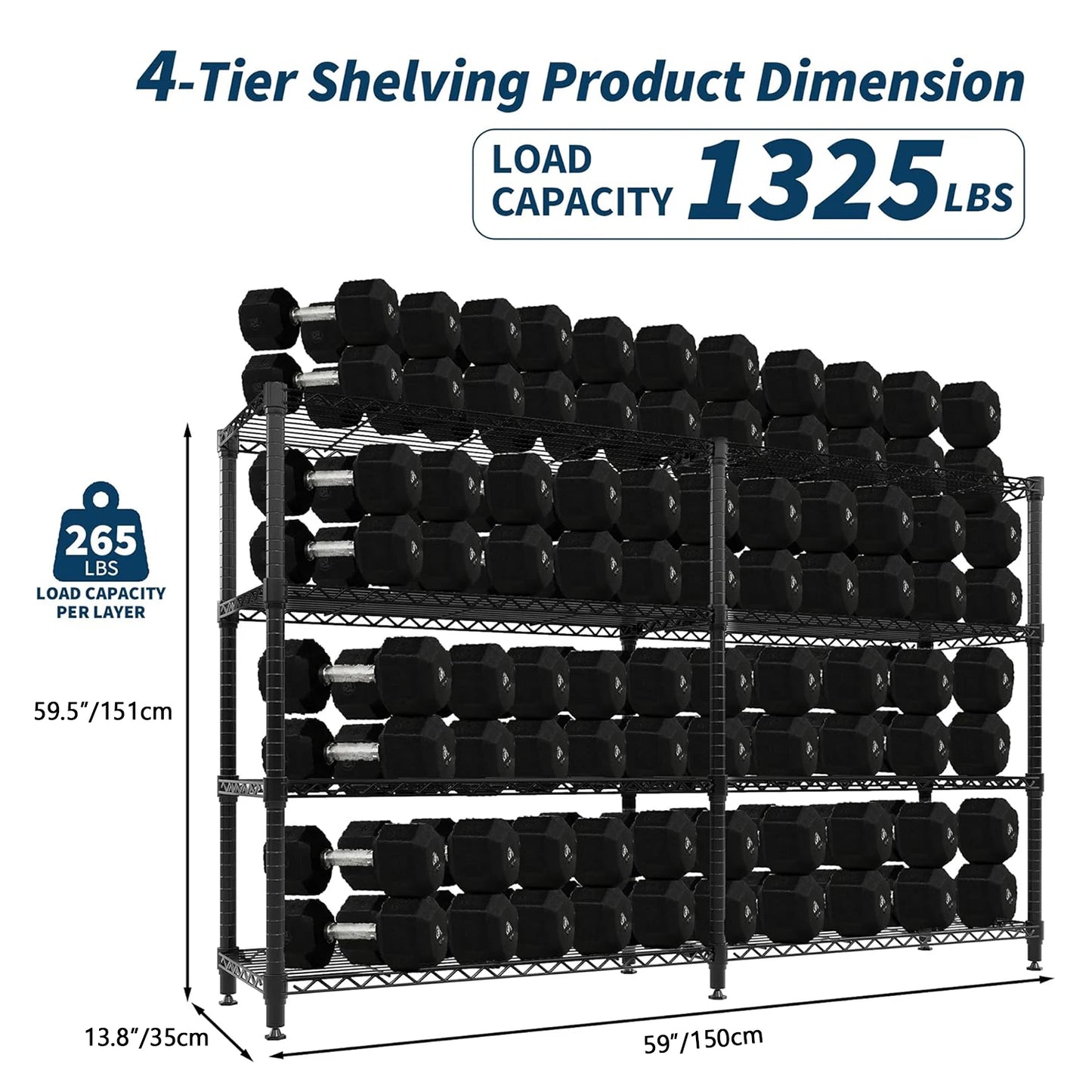 Heavy Duty Storage Shelves 4/5 Tiers Metal Shelving Unit Adjustable Organization