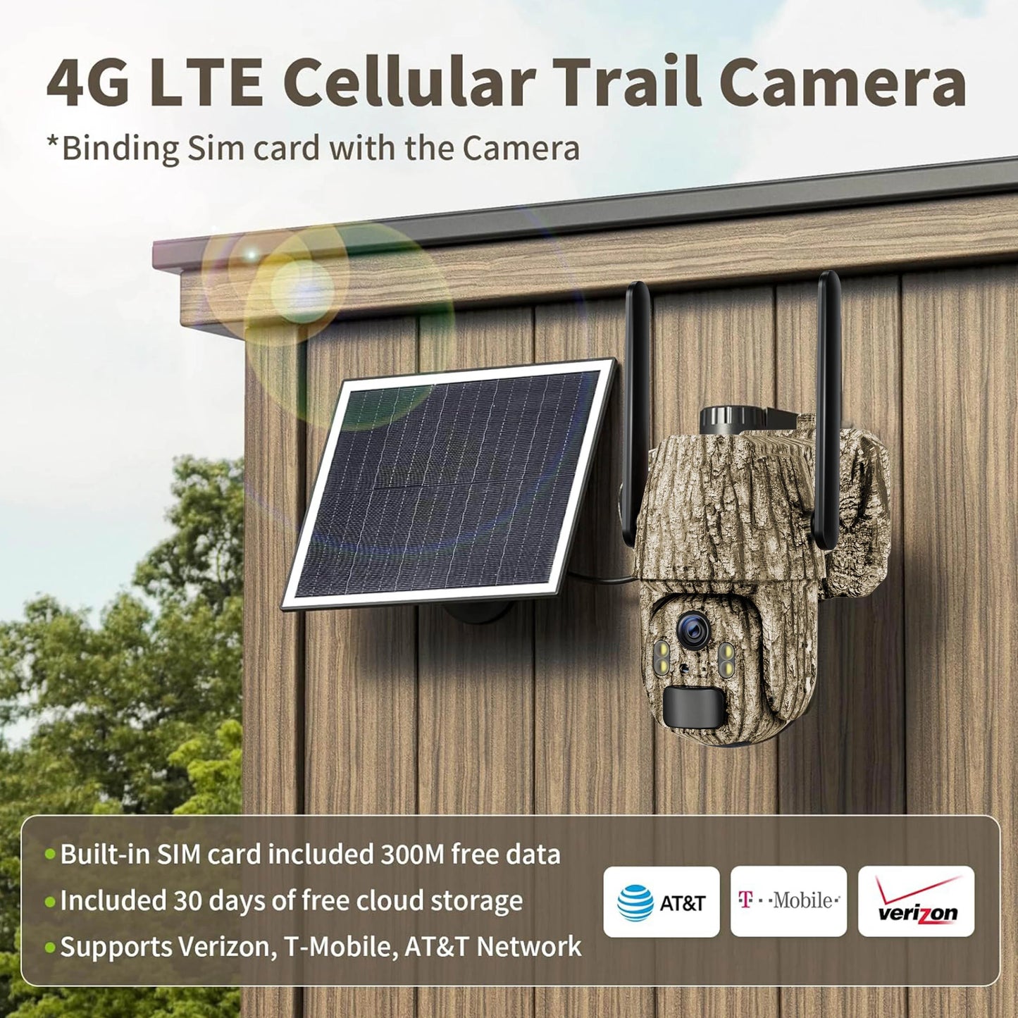2 Pack 4G Cellular Trail Cameras, Supports Cellular Data Plan, 360°Full View Live Video, 2K HD Game Camera with Solar Power,