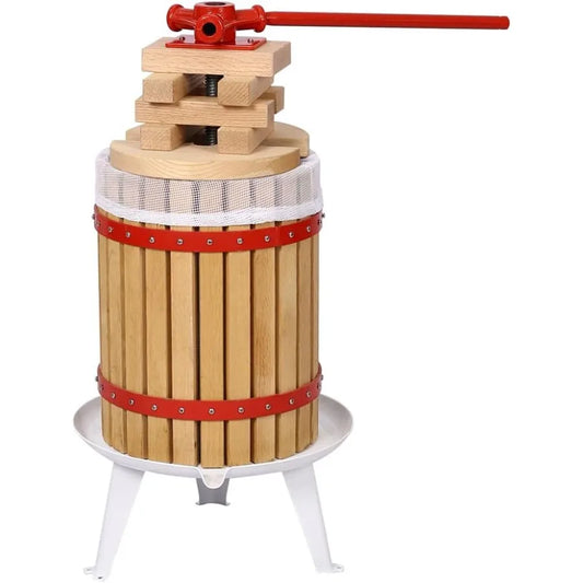 3.17Gal 12L Fruit Wine Press, Cast Iron Manual Presser for Wine Making, 100% Nature Wood Basket
