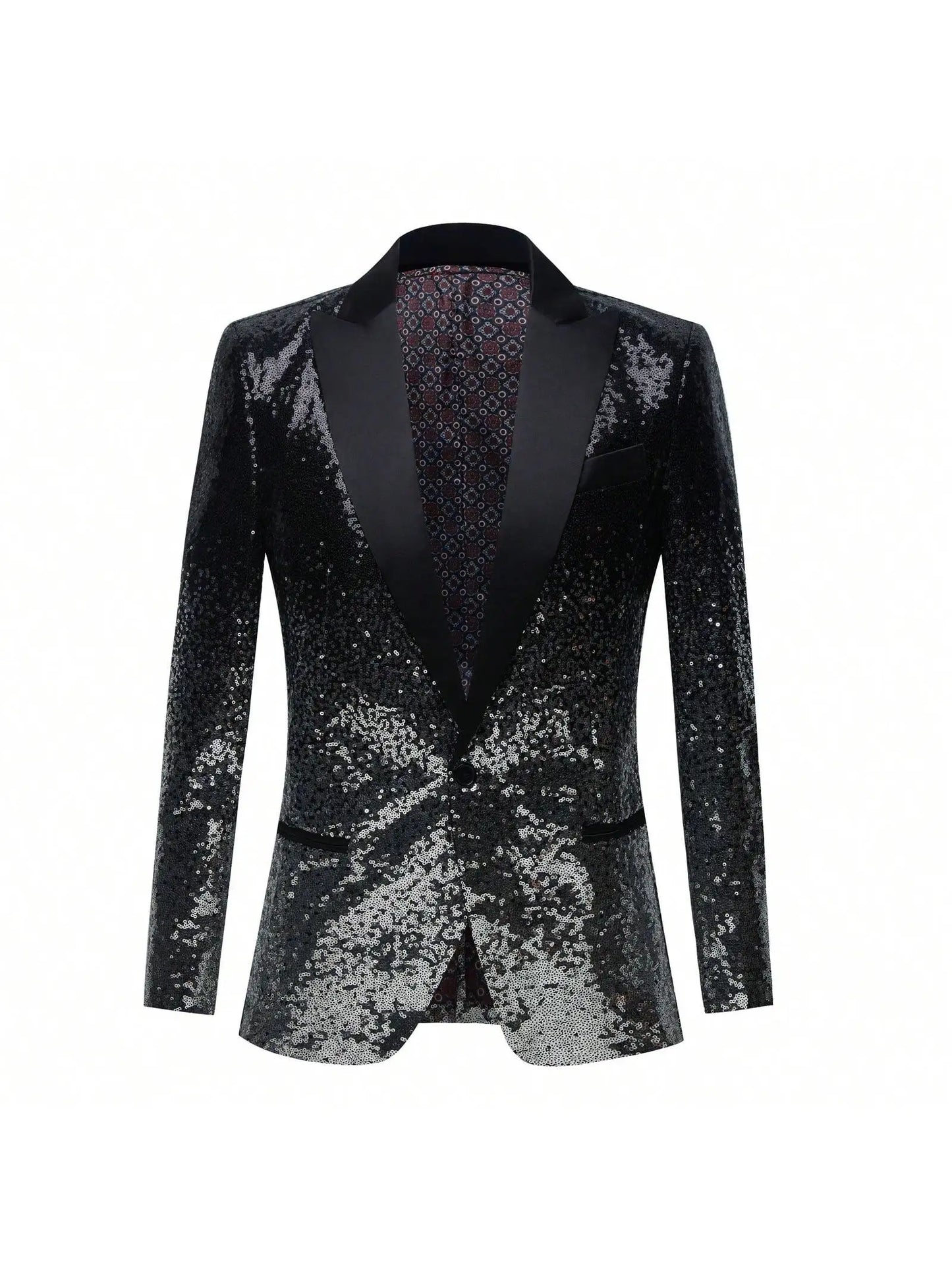 Men Shiny Suit Jacket One Button