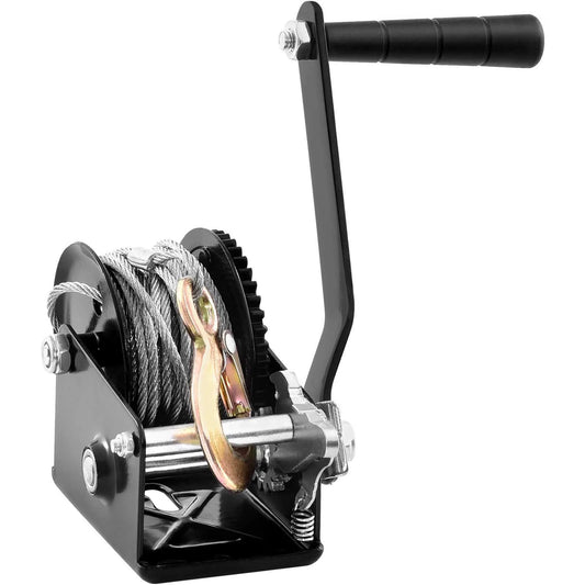 Hand Winch Heavy Duty Crank with 33 ft Steel Wire Cable and Two-Way Ratchet for Trailer Boat or ATV Towing
