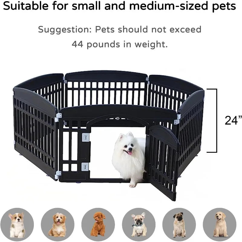 Pet Playpen Foldable Gate for Dogs Heavy Plastic Exercise Pen Indoor Outdoor Small Pets, 67"L x 67"w x 24"h