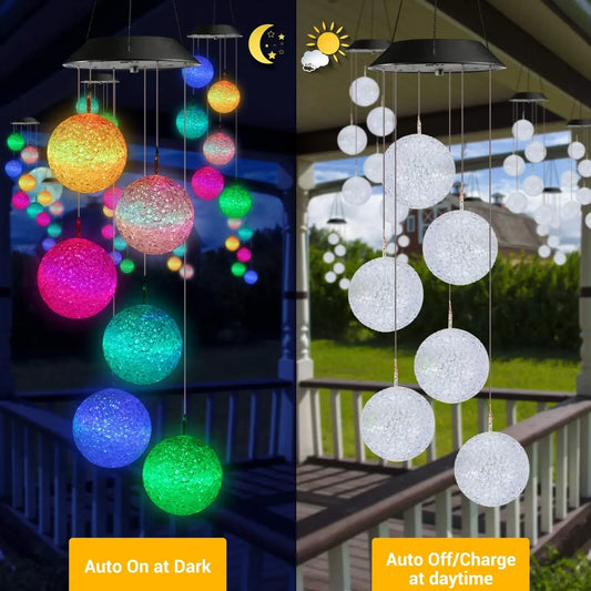 Solar powered wind chimes, color changing, LED decorative