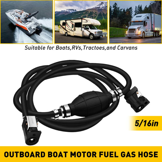 5/16" Marine Outboard Boat Motor Fuel Gas Hose Line Assembly, with Primer Bulb For Boats