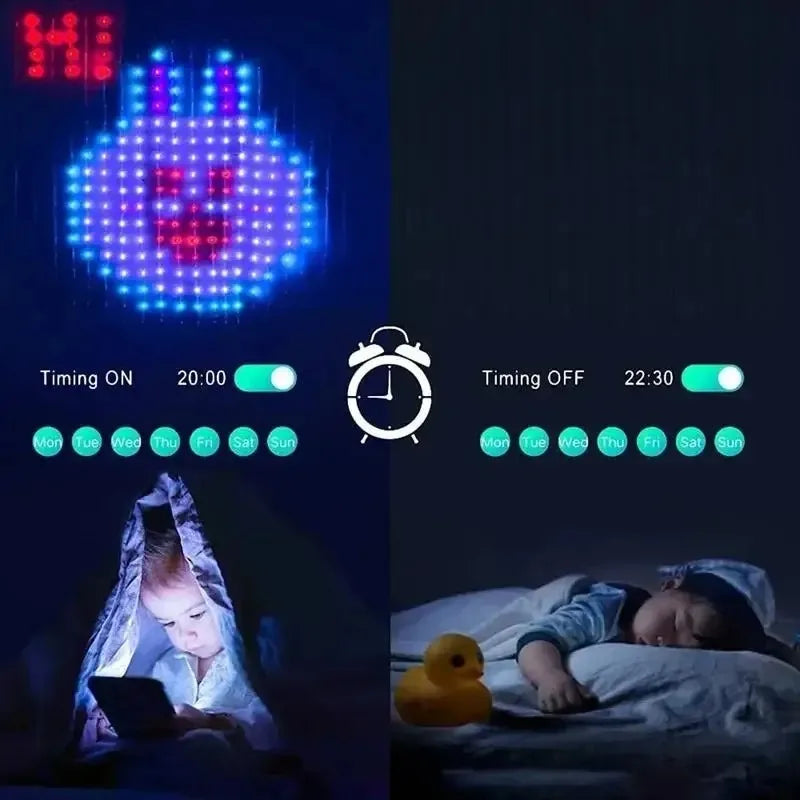 Smart LED Curtain Light, APP Control RGB Dimmable DIY Pattern. Music Ambient Lighting For Home Holiday Party, Decoration