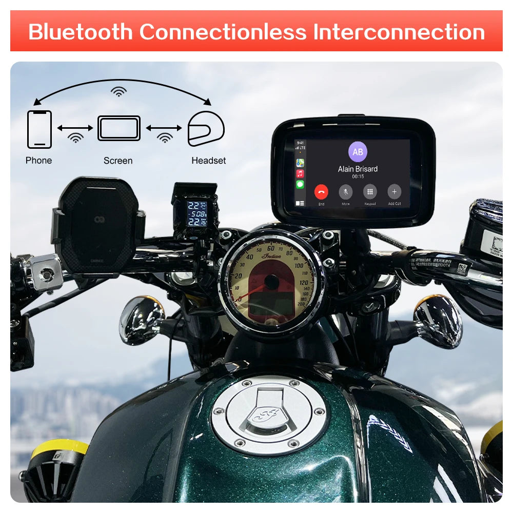 ROAD TOP Waterproof Outdoor Wireless Android Monitor for Motorcycle Navigation, Bluetooth