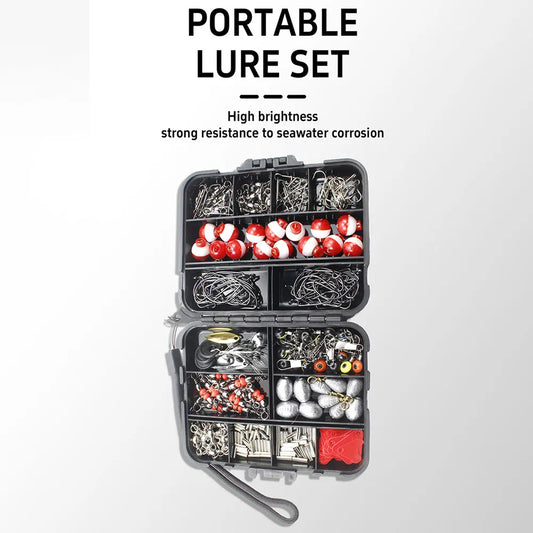 267pcs Fishing Tackle Accessories Kit with Box, Fish Hooks, Lures, Sinkers, Bobbers