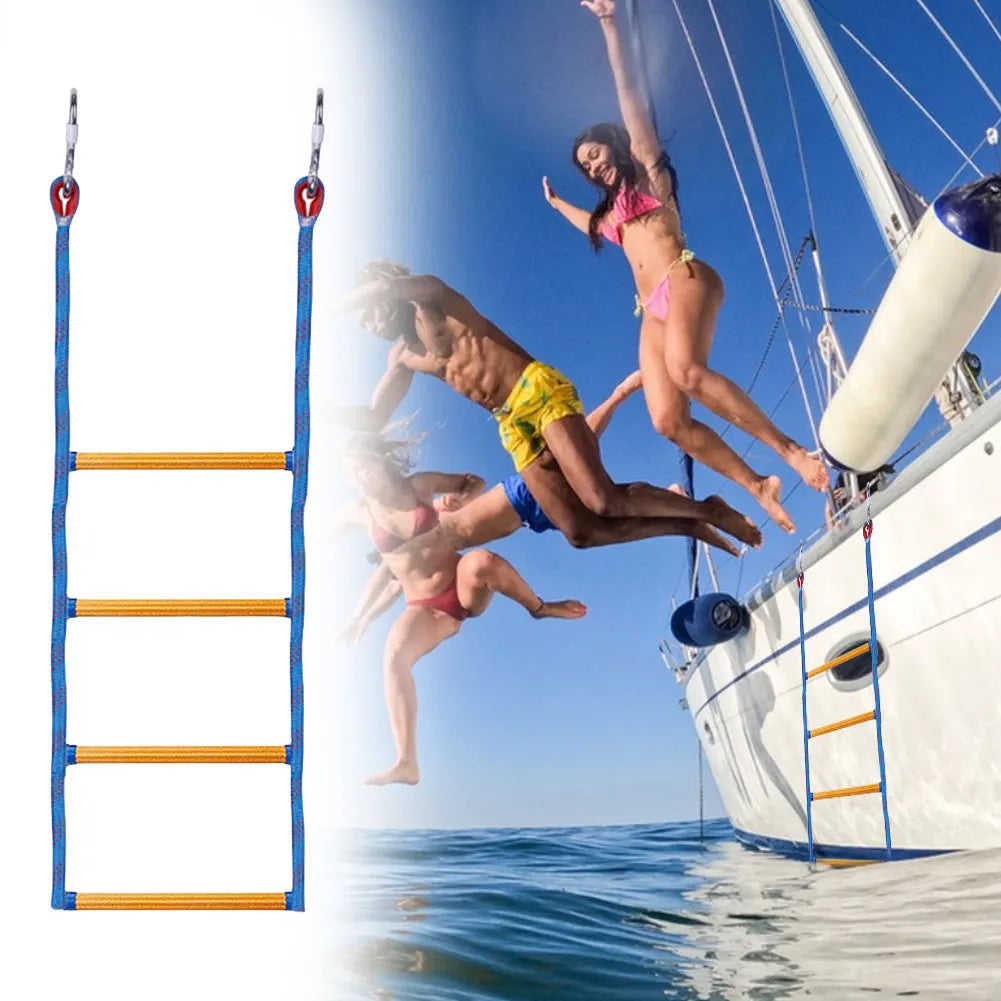 4 Step Marine Rope Ladder Folding Portable Boarding Ladder