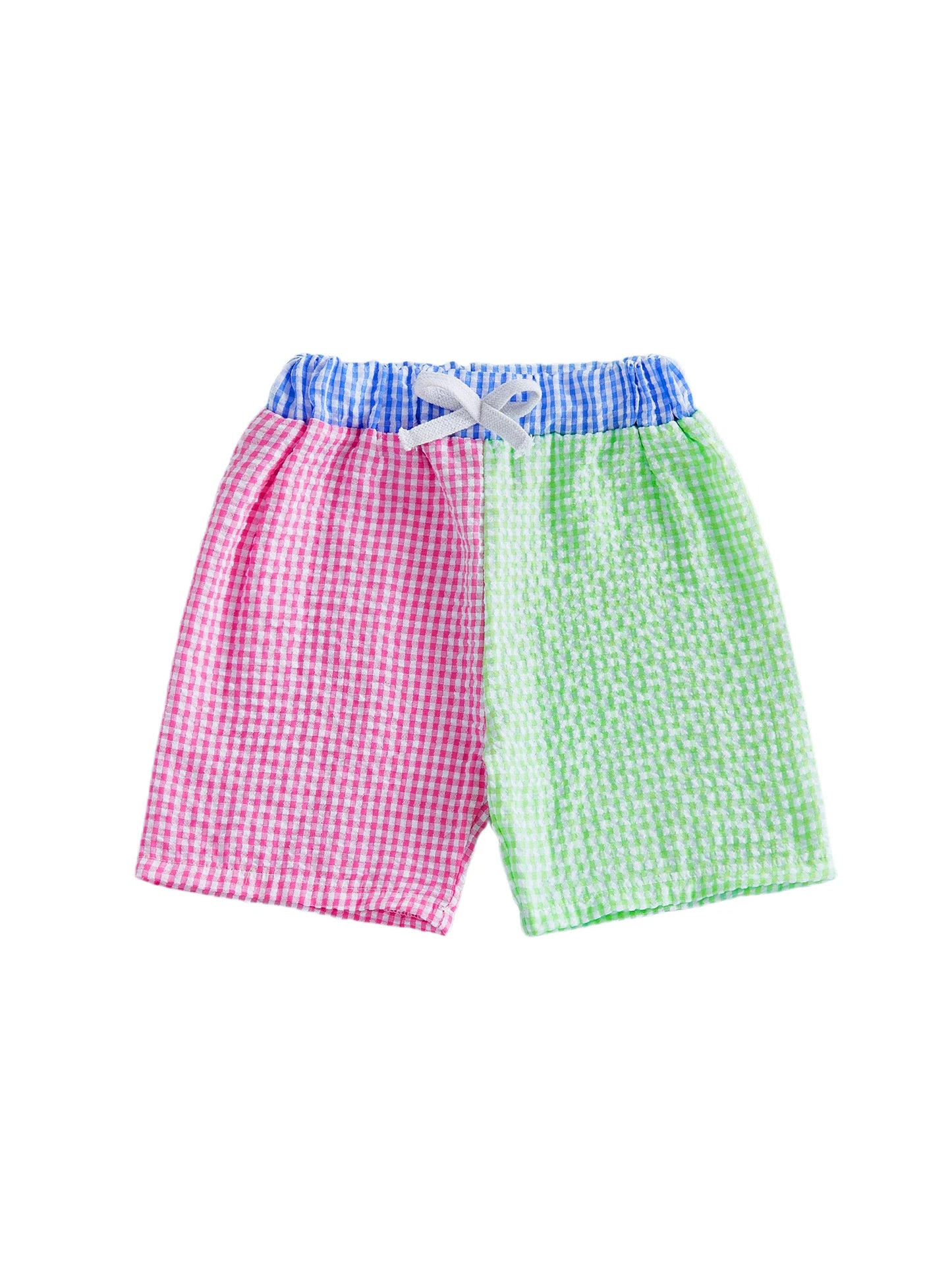 Boys Swim Trunks, Comfortable Elastic Waist Plaid and Stripes Design Swim Shorts