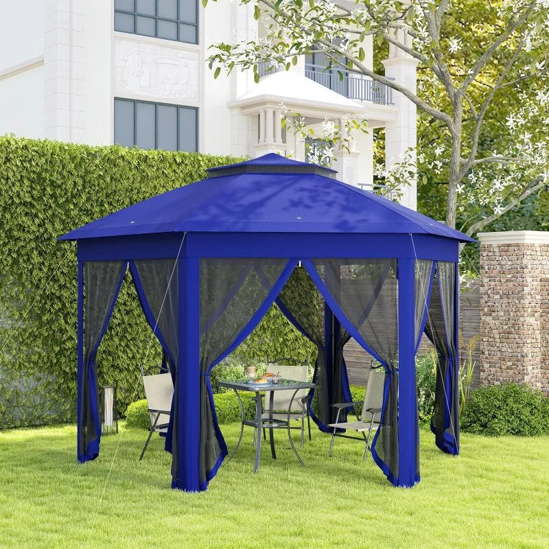 13' x 13' Pop Up Gazebo, Hexagonal Canopy Shelter Tent for Patio Backyard
