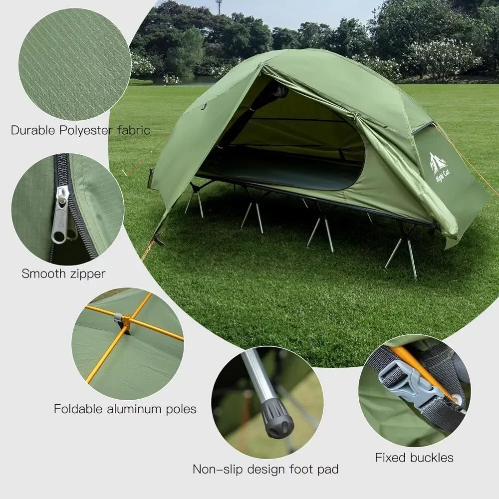 Camping Cot Tent, Waterproof 1-Person Off-Ground Combo Cot Bed