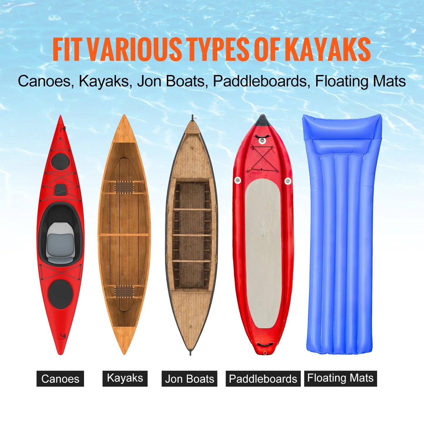 Kayak Cart 450lbs Detachable Canoe Trolley Cart with 12'' Tires. Adjustable Width for Paddleboards, Float Mats, Jon Boats, Kayak