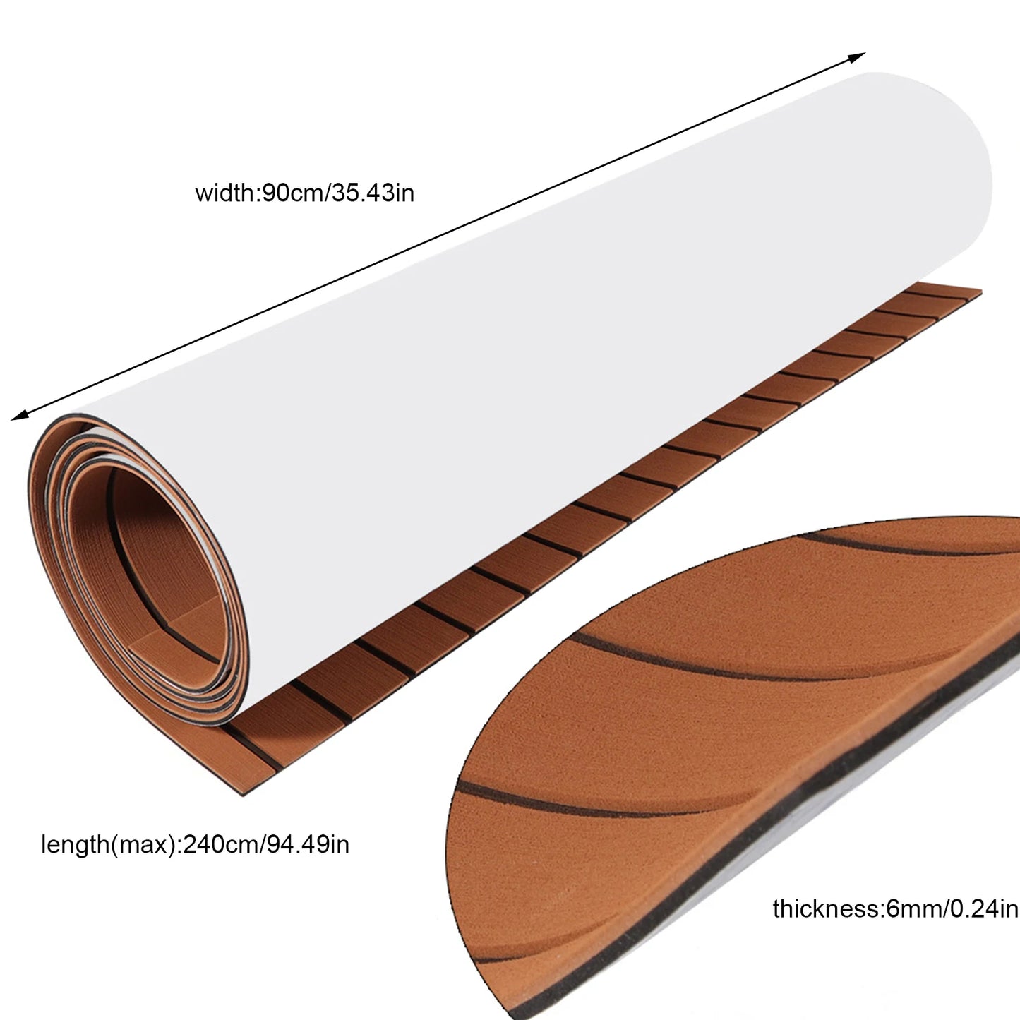 35.5 " x 94.5" Self-Adhesive EVA Foam Boat Marine Flooring, Faux Teak