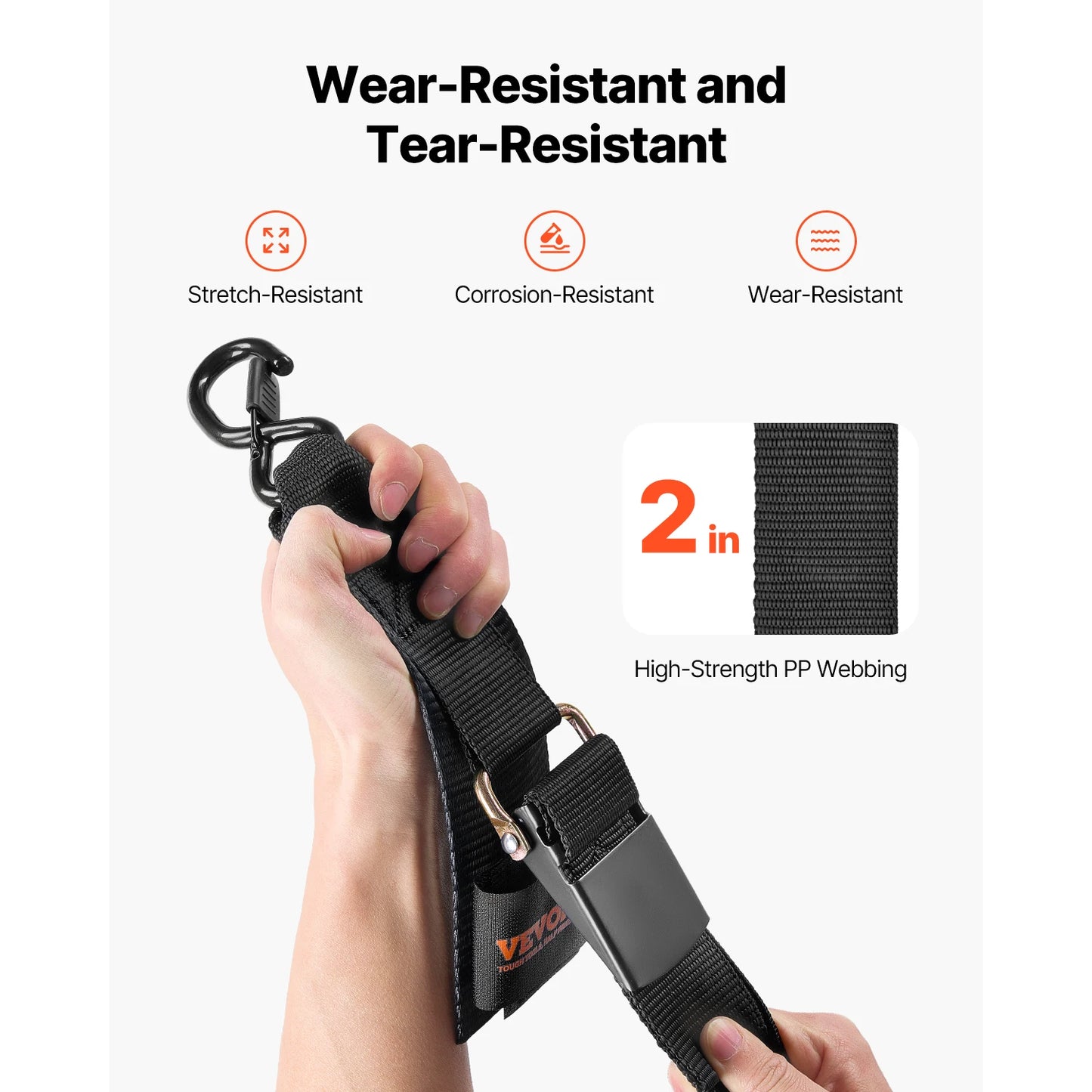 2pcs 2/4ft Retractable Ratchet Straps with S Hooks, 2in Cargo Ratchet Tie Down Strap