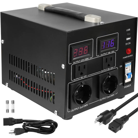 Voltage Converter Transformer 2000VA/3000VA/5000VA Heavy Duty Step Up/Down Transformer with US&EU Outlet 5V USB Port