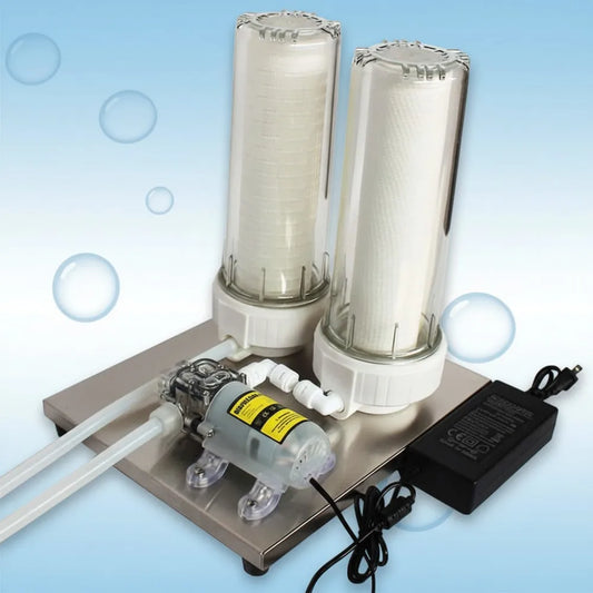 10 Inch Dual Liquid Filter System, Stainless Steel Wine Beer Mead Kombucha Filter Machine with No Spill Technology