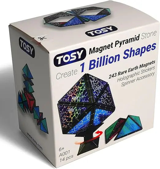 Magnet Pyramid Stone - 1 Cube Transforms into 1 Billion Shapes, 14 pcs (12 Puzzle pcs and 2 Accessories