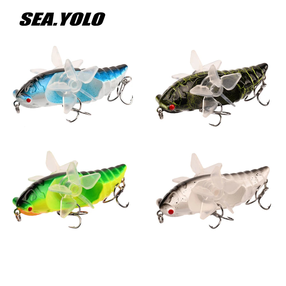1 PC Popper Spin Fishing Lure Floating Hard Bait Artificial Spinning Baits 14G 7.5G Rotate Fishing Lure Perch Pesca Fishing Hook