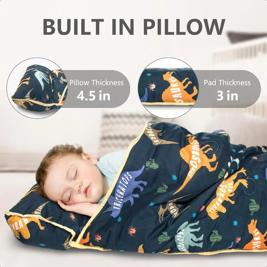 Toddler sleeping Bag with Pillow and Blanket Extra Large 55''x35''  Washable Light Easy to Roll up
