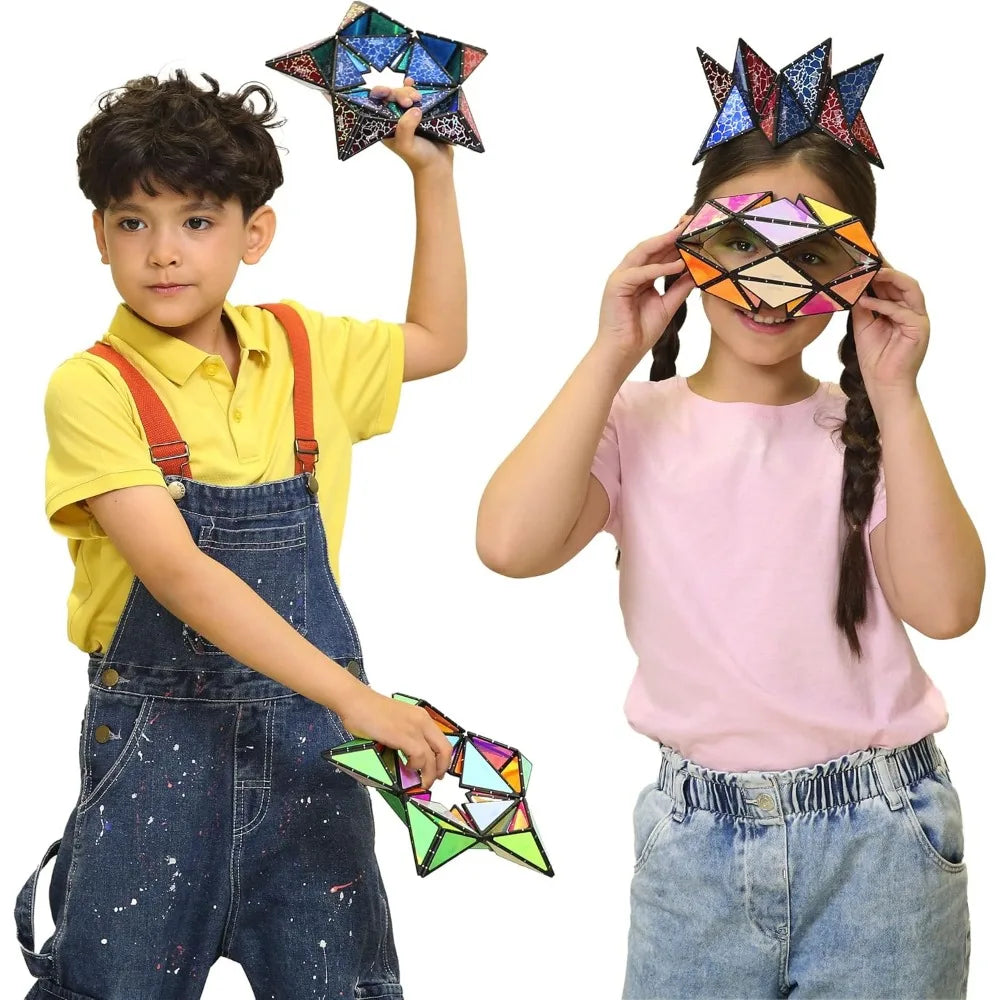 Magnet Pyramid Stone - 1 Cube Transforms into 1 Billion Shapes, 14 pcs (12 Puzzle pcs and 2 Accessories