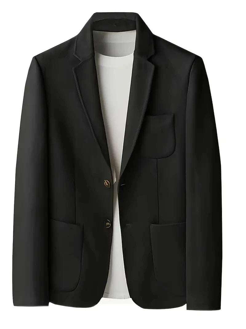 Men's Slim Fit Faux Suedette Blazer with Lapel Collar Long Sleeve