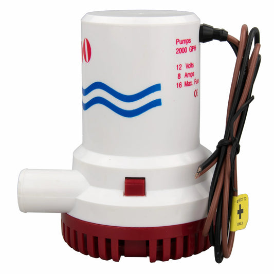 Bilge Pump Non-Automatic Marine Submersible Pump 12V 8A 2000GPH Heavy Duty
