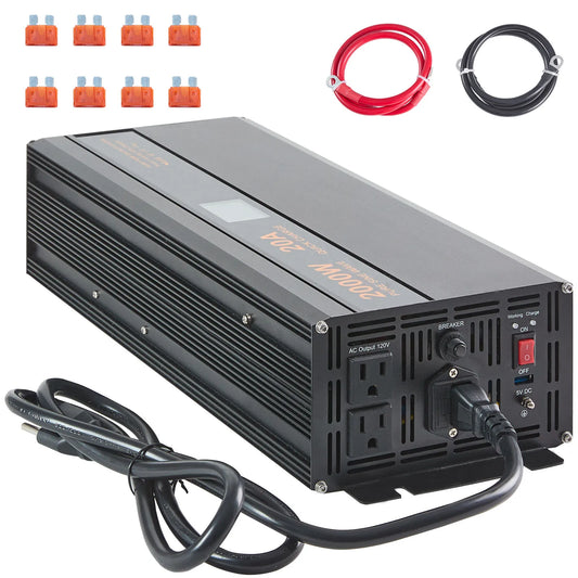 2000W/2500W Sump Pump Battery Backup System LCD Display Auto Switches to Battery Inverter Power for Emergency Power Use