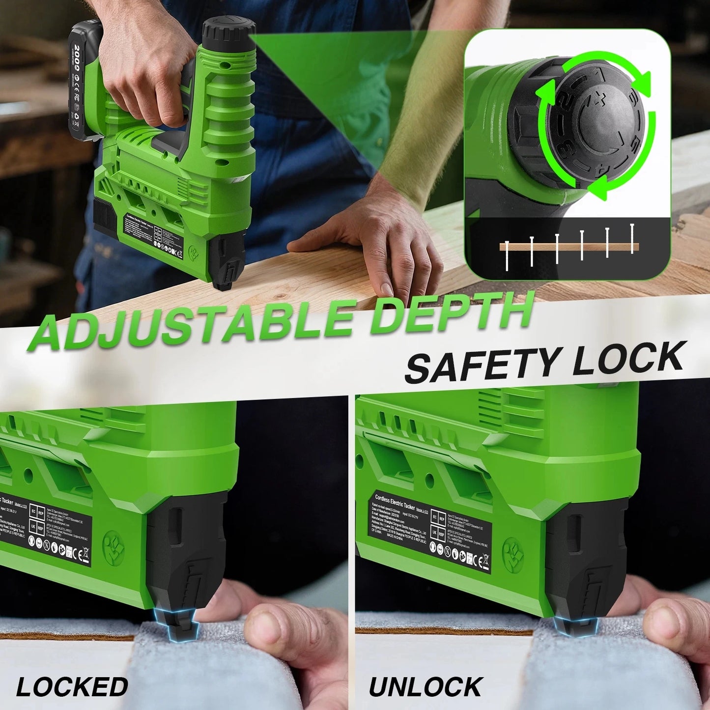 18 Gauge 2 in 1 Electric Nail Gun Cordless Stapler Framing Nailer Tacker Furniture Tool For Makita 18V Battery
