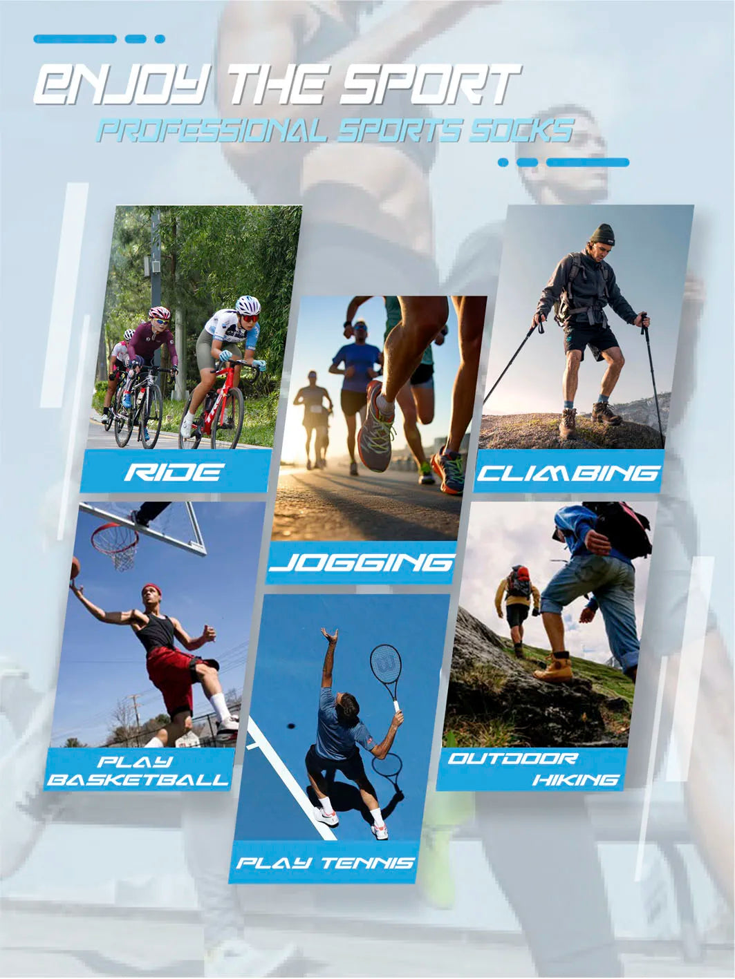 6-Pack Ankle Sport Socks Anti-Slip