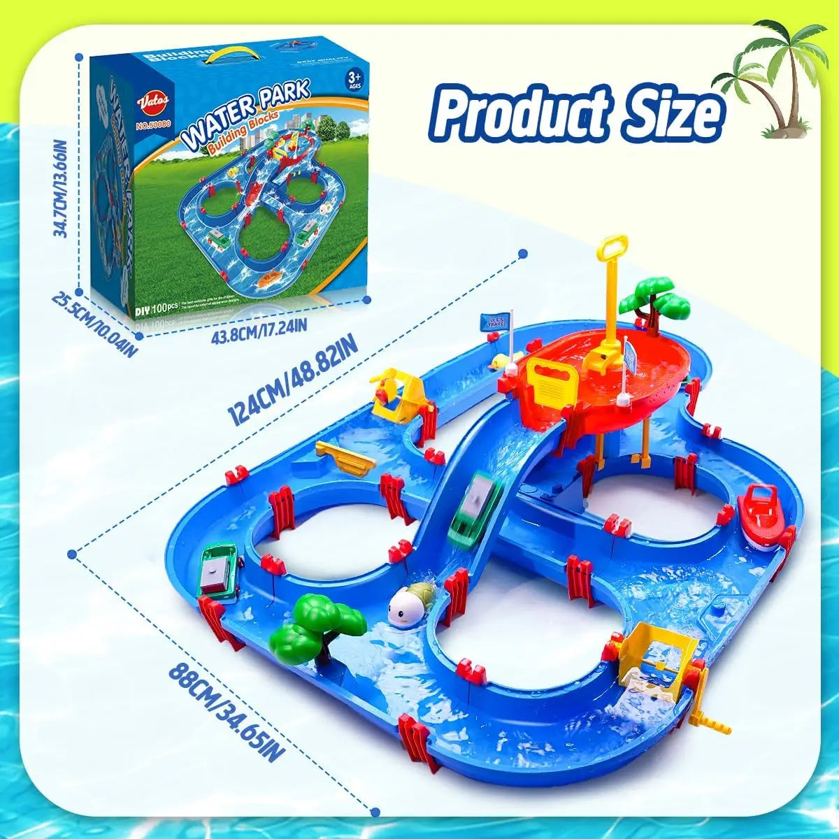 Kids Outdoor Water Table, 2-Tier Toddlers Water Table Playset. Pool Toy with Pump