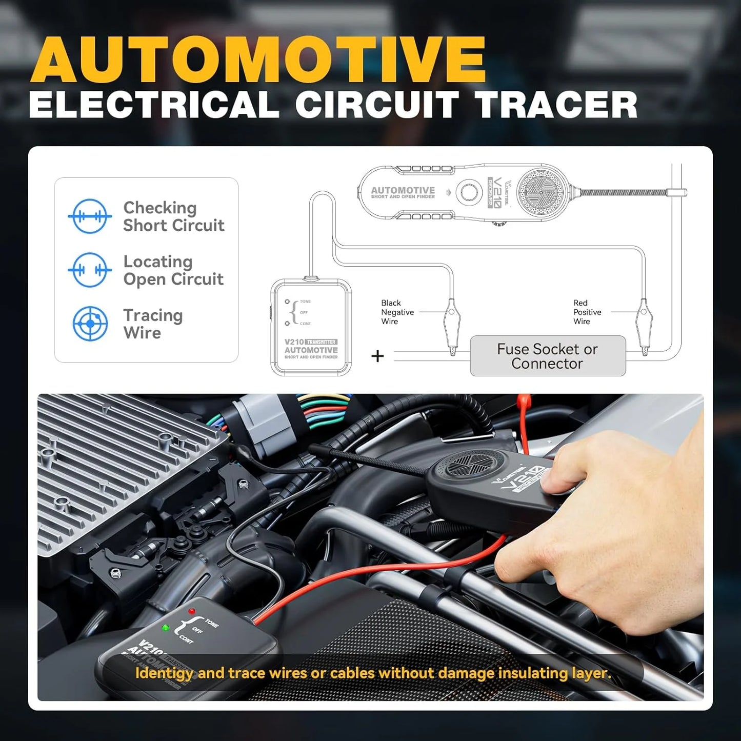 Automotive Circuit Tester,  6-42V Short Open Check and Find. Car Repair Cable Circuit Wire Track and Trace Analyzer